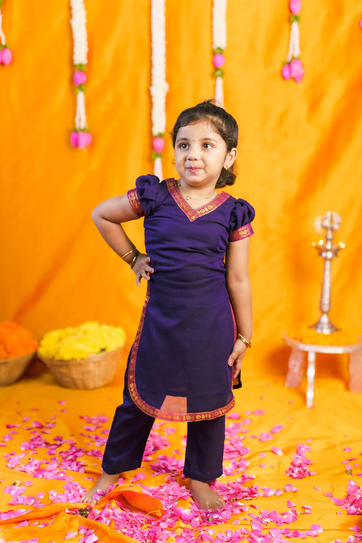Sreeja Violet Kurti Set Mini | Made To Order