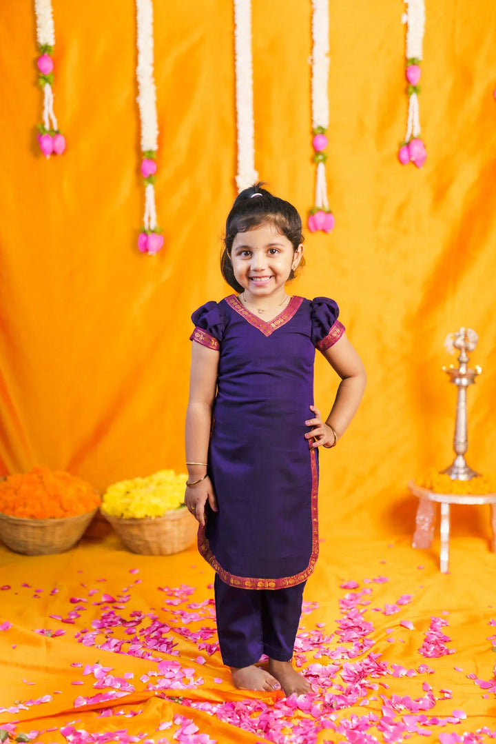 Sreeja Violet Kurti Set Mini | Made To Order