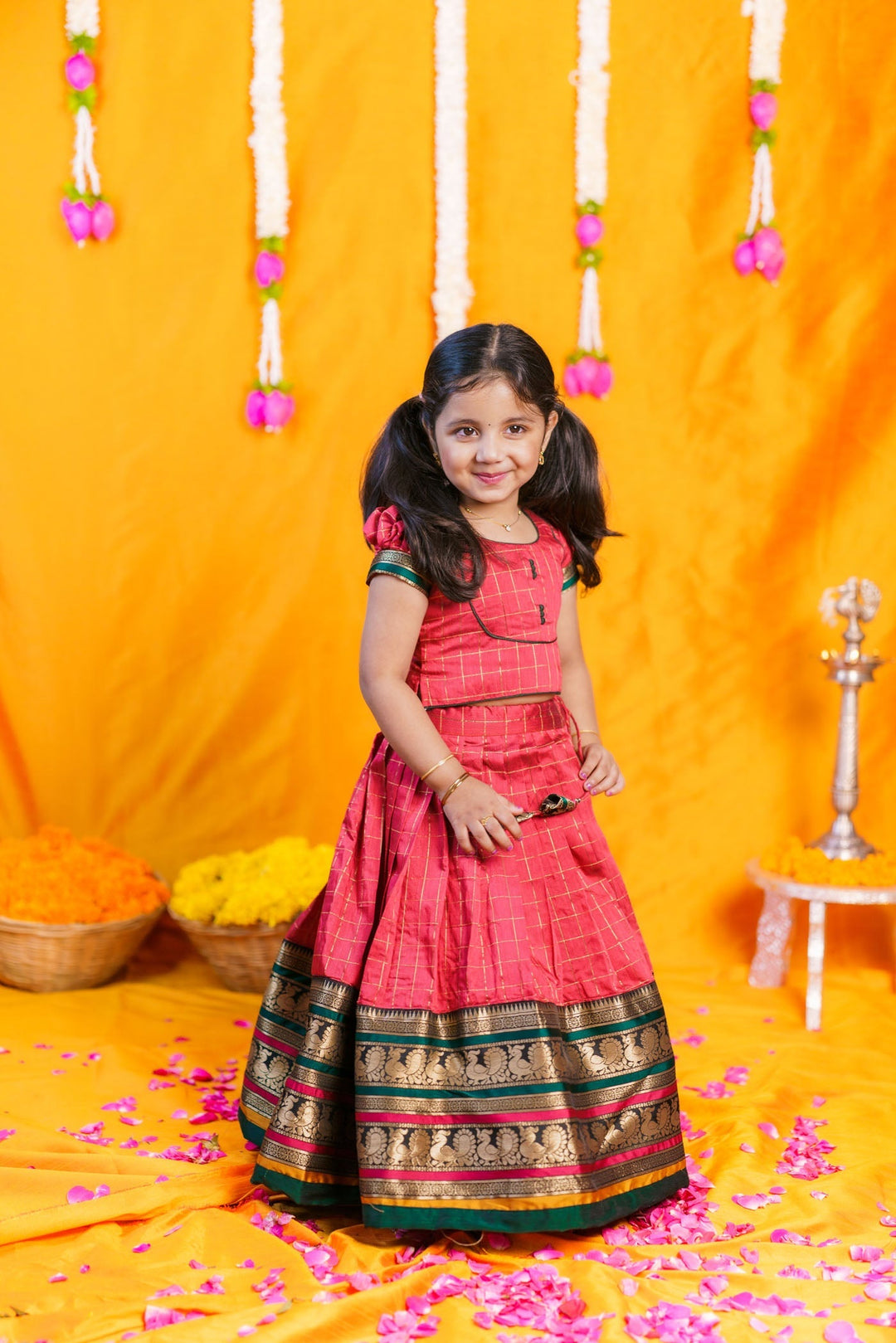 Bhavya Red Lehenga Mini (Set of 2) | Made to Order | SHOBITAM