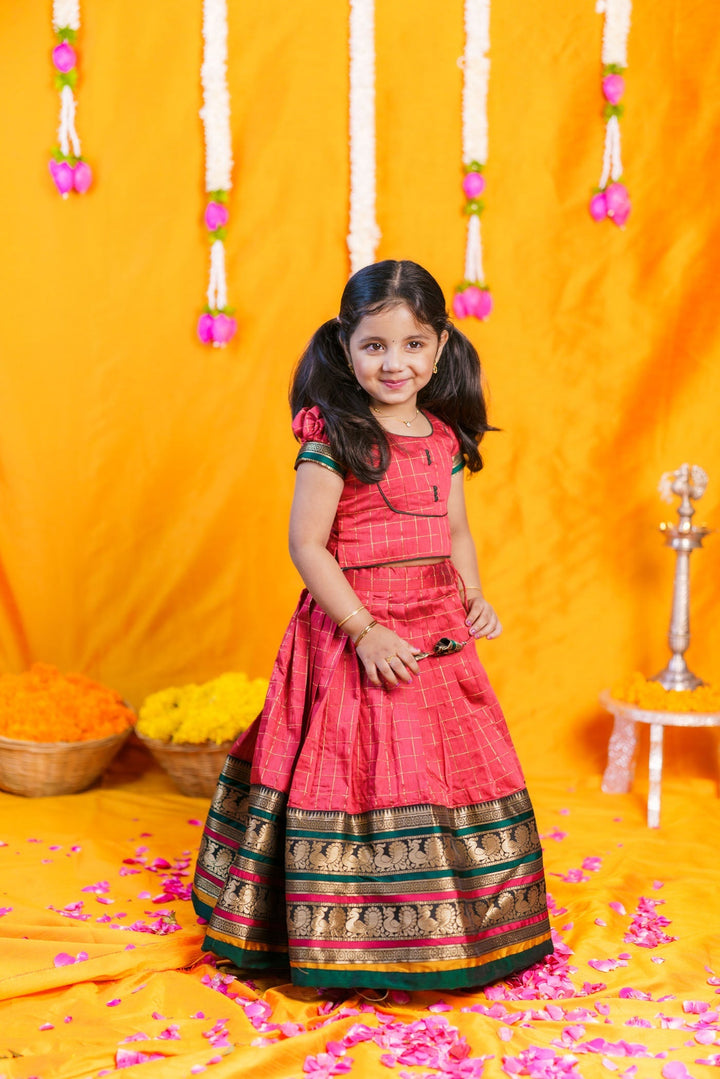 Bhavya Red Lehenga Mini (Set of 2) | Made to Order | SHOBITAM