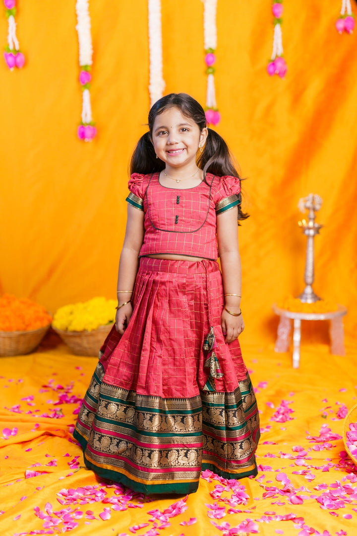 Bhavya Red Lehenga Mini (Set of 2) | Made to Order | SHOBITAM