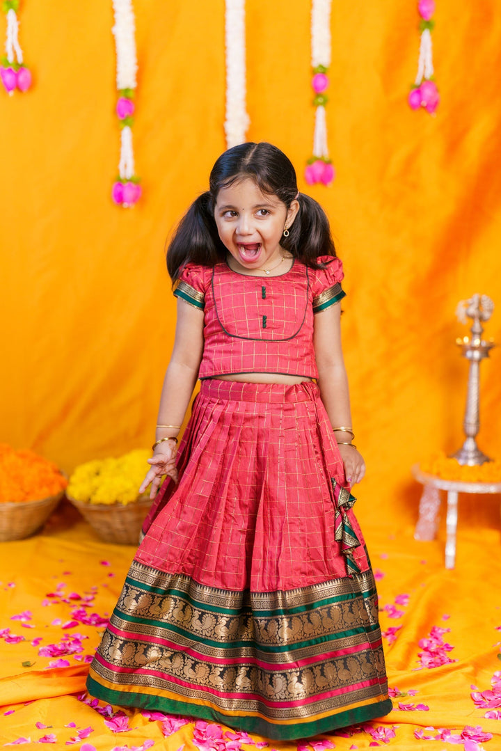 Bhavya Red Lehenga Mini (Set of 2) | Made to Order | SHOBITAM