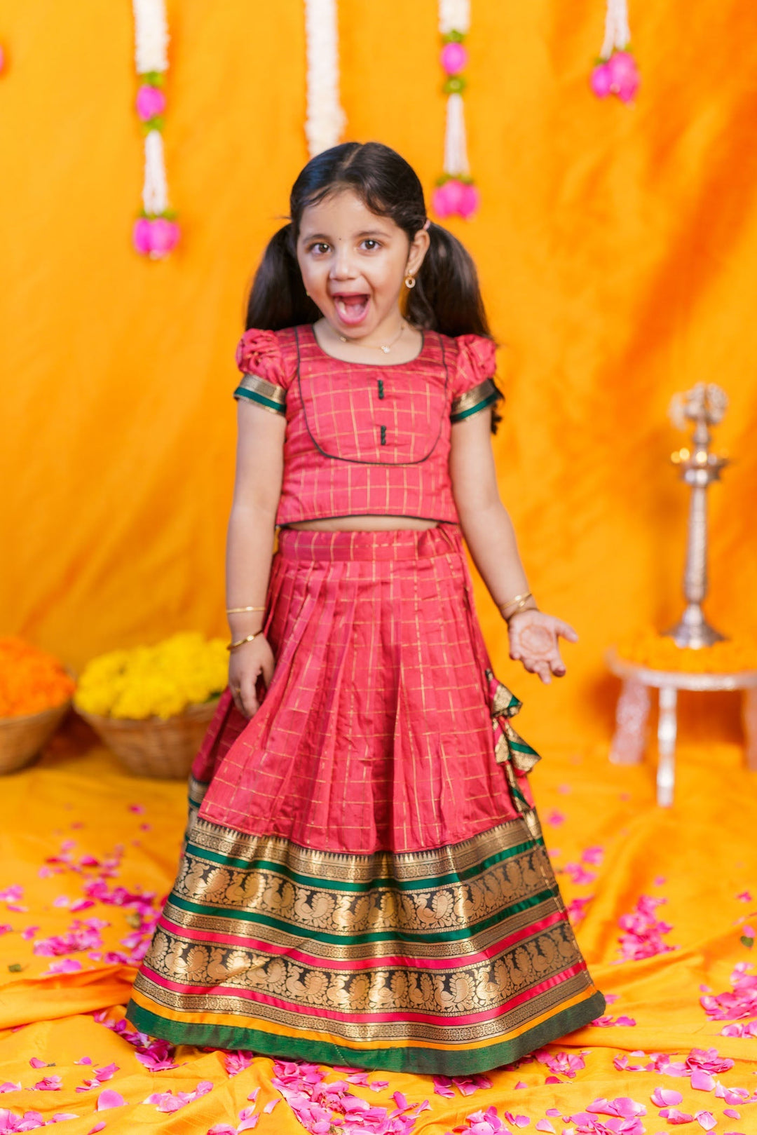 Bhavya Red Lehenga Mini (Set of 2) | Made to Order | SHOBITAM
