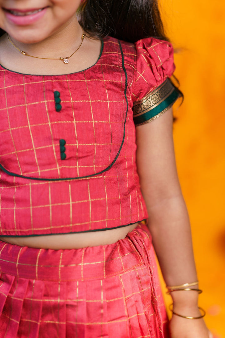 Bhavya Red Lehenga Mini (Set of 2) | Made to Order | SHOBITAM