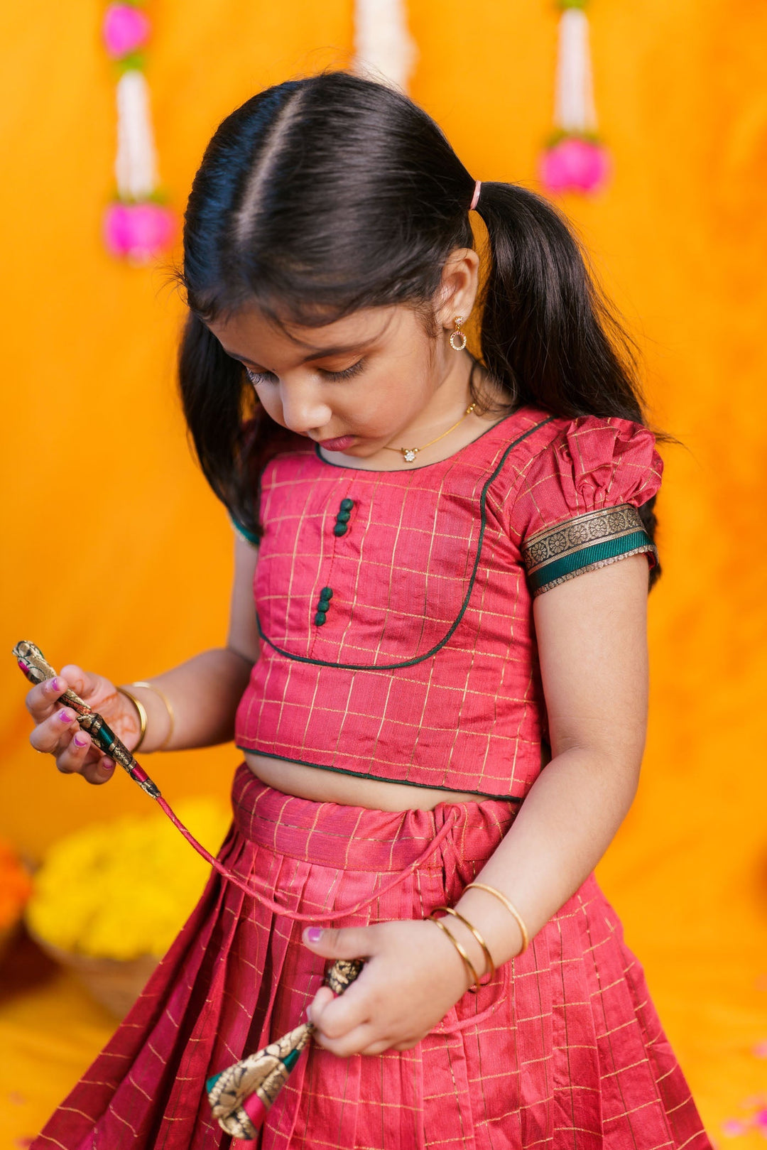 Bhavya Red Lehenga Mini (Set of 2) | Made to Order | SHOBITAM