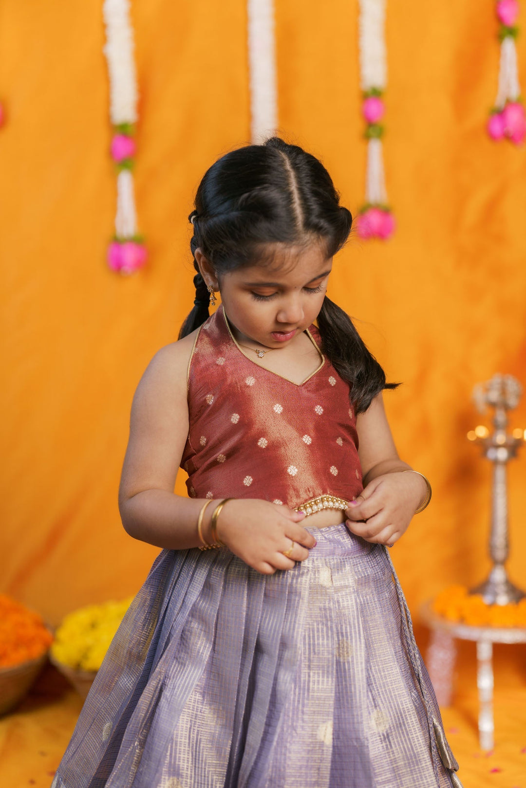 Gargi Lavender Lehenga Mini (Set of 2) | Made to Order | SHOBITAM