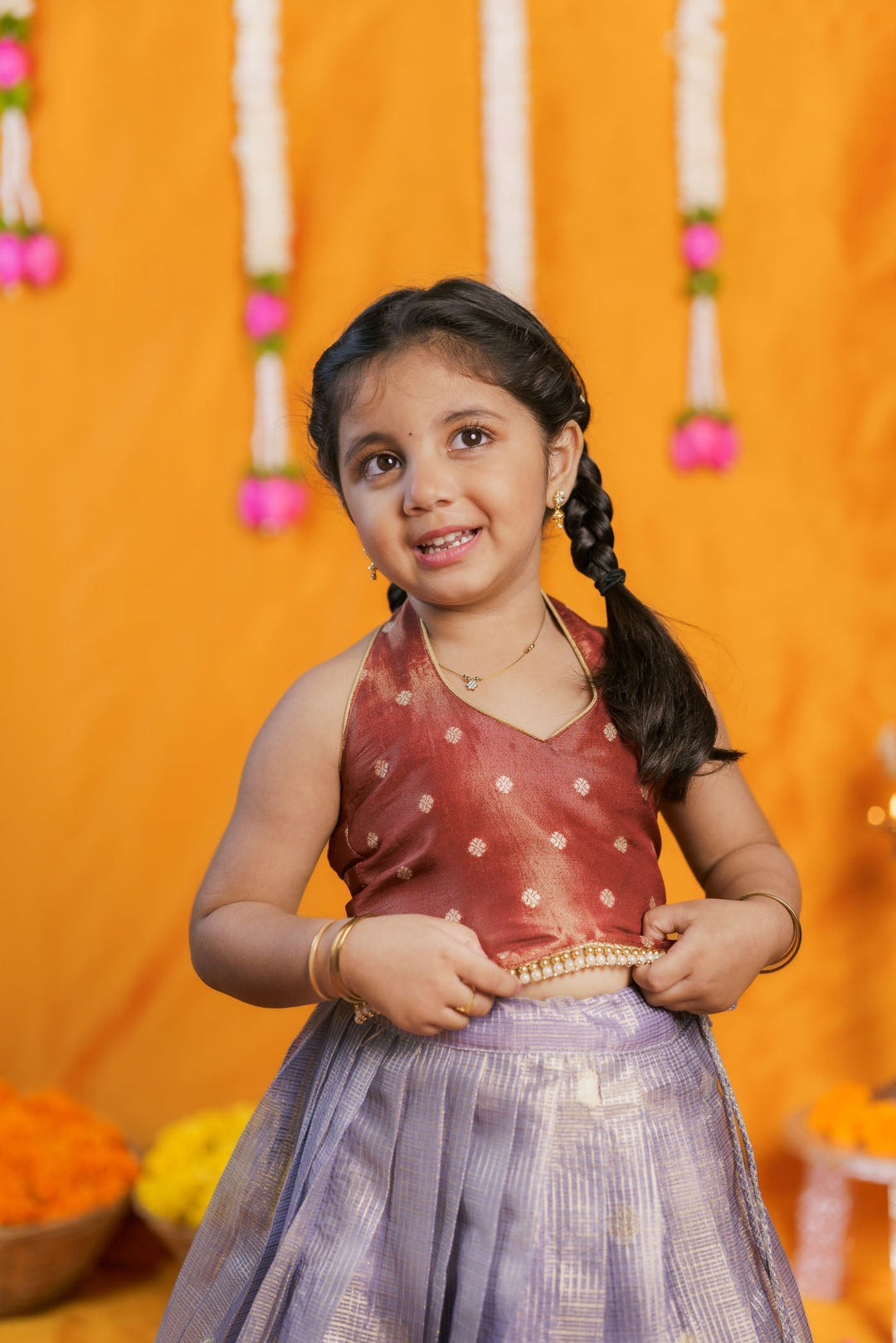 Gargi Lavender Lehenga Mini (Set of 2) | Made to Order | SHOBITAM