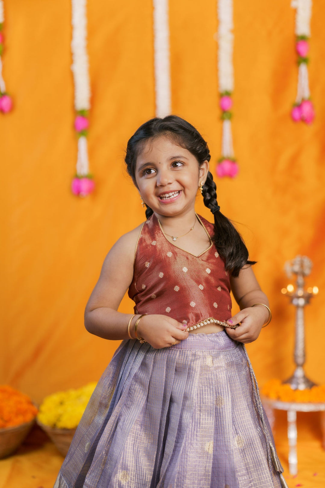 Gargi Lavender Lehenga Mini (Set of 2) | Made to Order | SHOBITAM