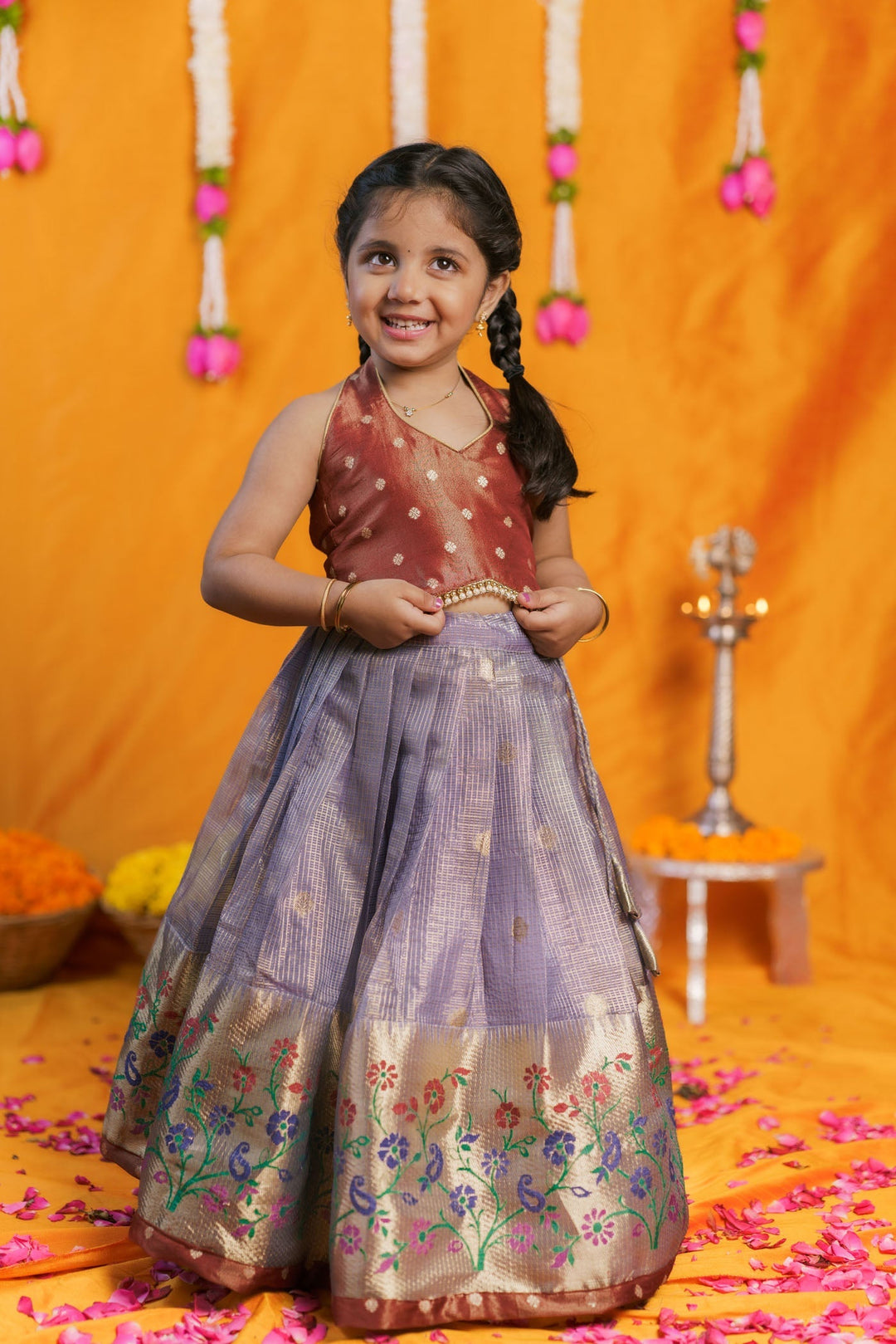 Gargi Lavender Lehenga Mini (Set of 2) | Made to Order | SHOBITAM