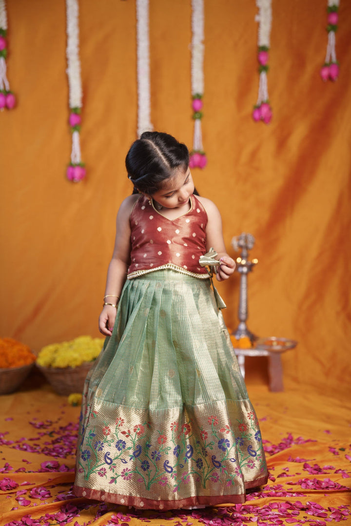 Gargi Mint Green Lehenga Mini (Set of 2) | Made to Order | SHOBITAM
