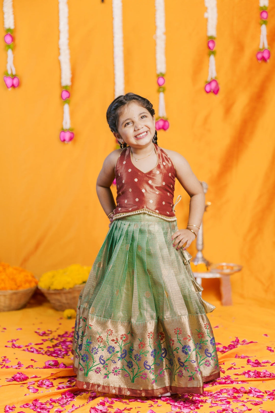 Gargi Mint Green Lehenga Mini (Set of 2) | Made to Order | SHOBITAM