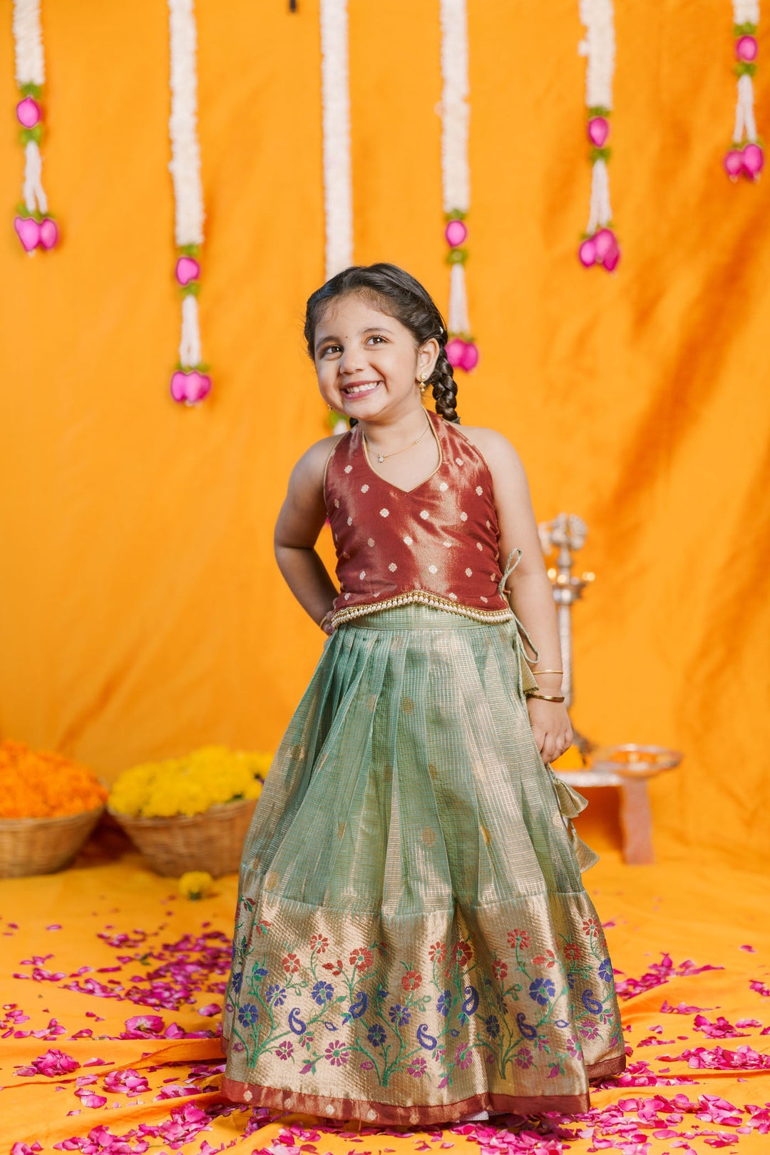 Gargi Mint Green Lehenga Mini (Set of 2) | Made to Order | SHOBITAM