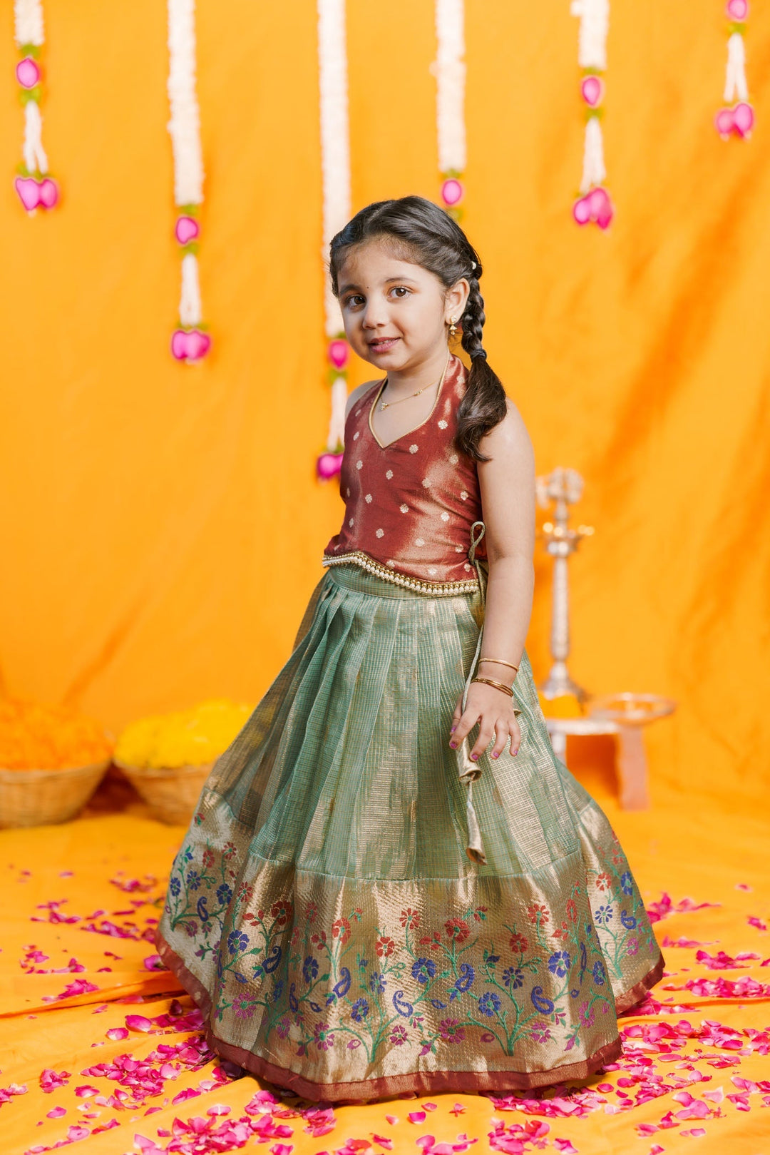 Gargi Mint Green Lehenga Mini (Set of 2) | Made to Order | SHOBITAM