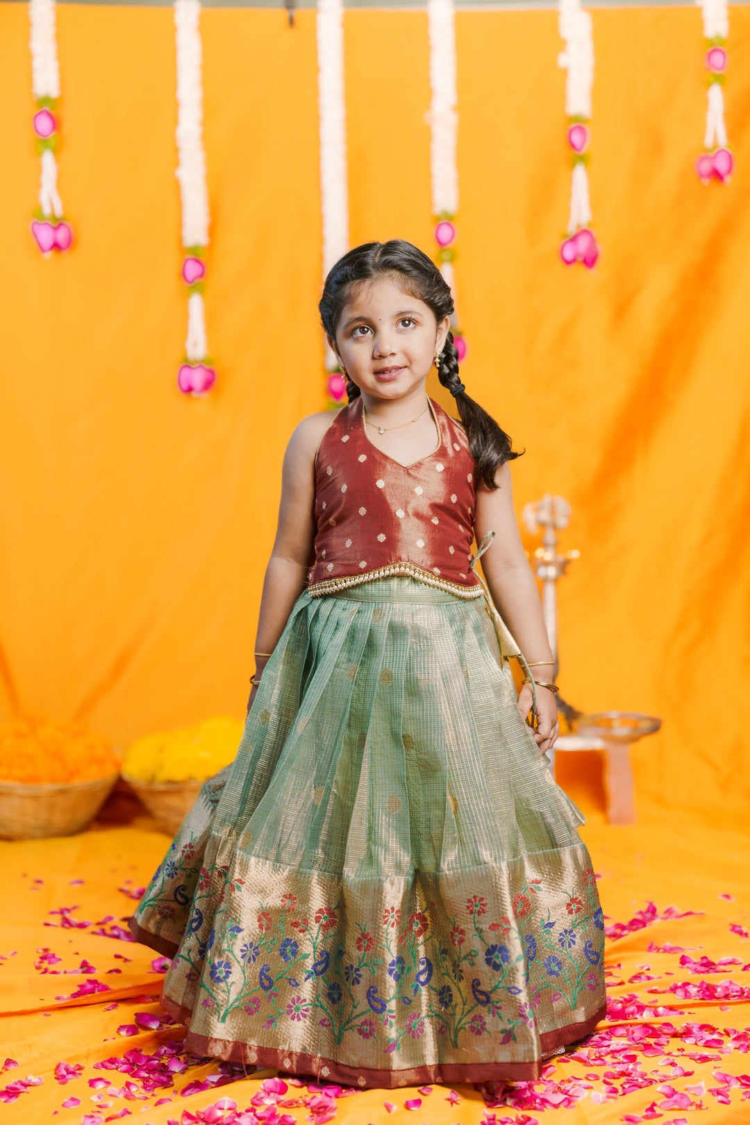 Gargi Mint Green Lehenga Mini (Set of 2) | Made to Order | SHOBITAM