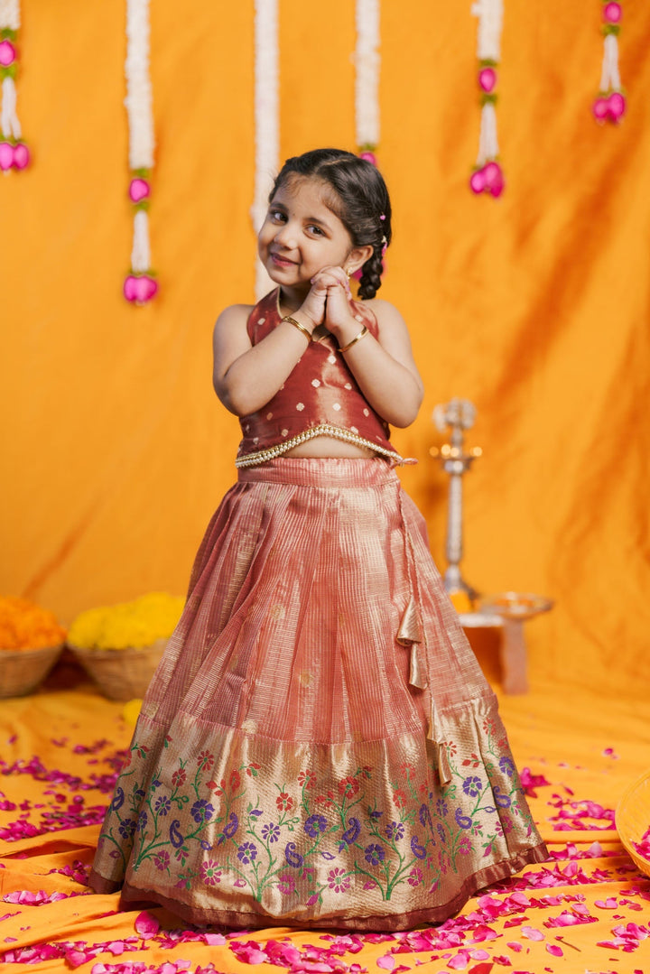Gargi Peach Lehenga Mini (Set of 2) | Made to Order | SHOBITAM