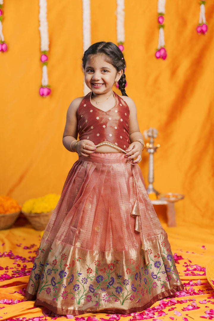 Gargi Peach Lehenga Mini (Set of 2) | Made to Order | SHOBITAM