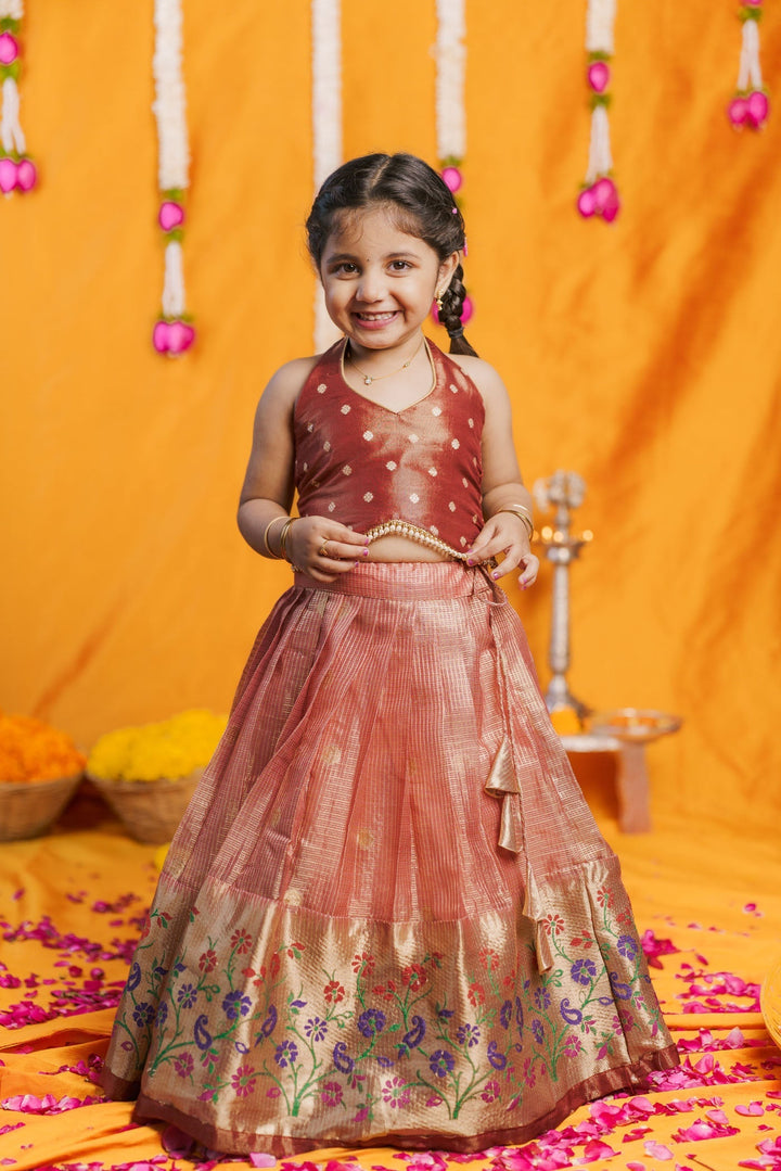 Gargi Peach Lehenga Mini (Set of 2) | Made to Order | SHOBITAM