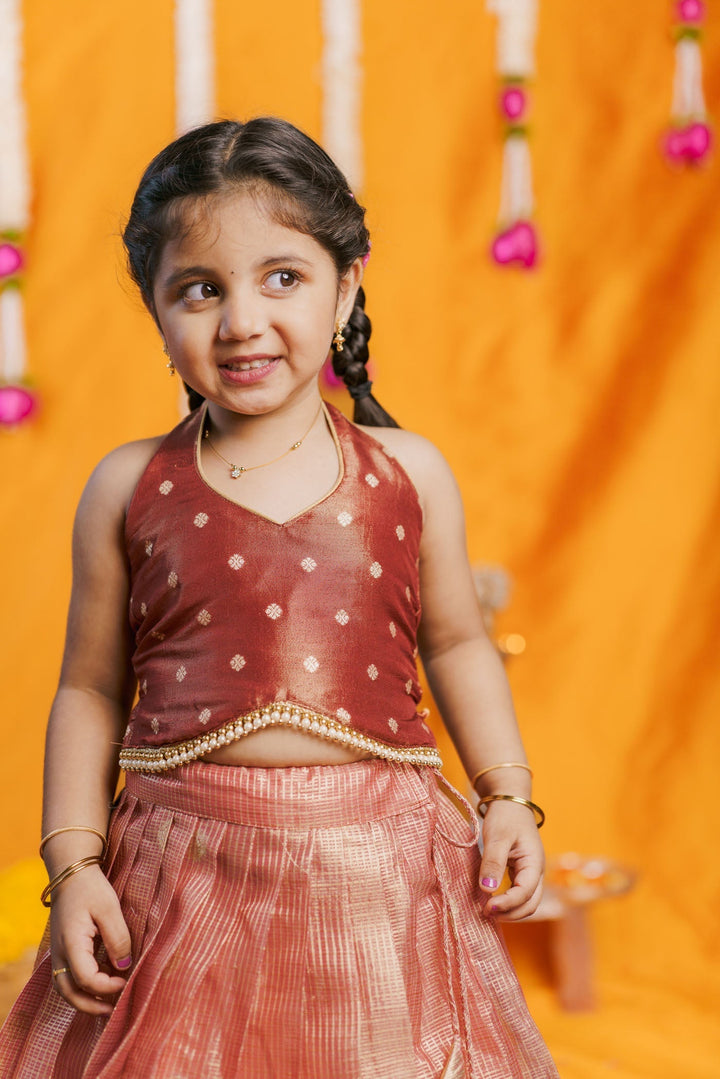 Gargi Peach Lehenga Mini (Set of 2) | Made to Order | SHOBITAM