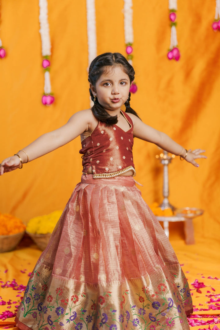 Gargi Peach Lehenga Mini (Set of 2) | Made to Order | SHOBITAM