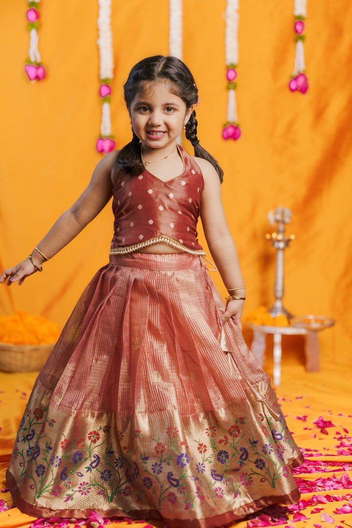 Gargi Peach Lehenga Mini (Set of 2) | Made to Order | SHOBITAM