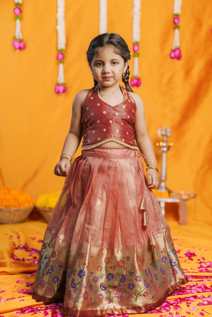 Gargi Peach Lehenga Mini (Set of 2) | Made to Order | SHOBITAM