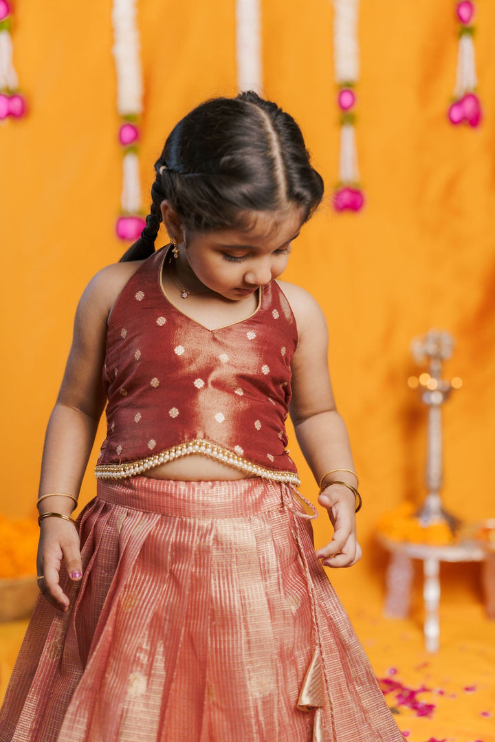 Gargi Peach Lehenga Mini (Set of 2) | Made to Order | SHOBITAM