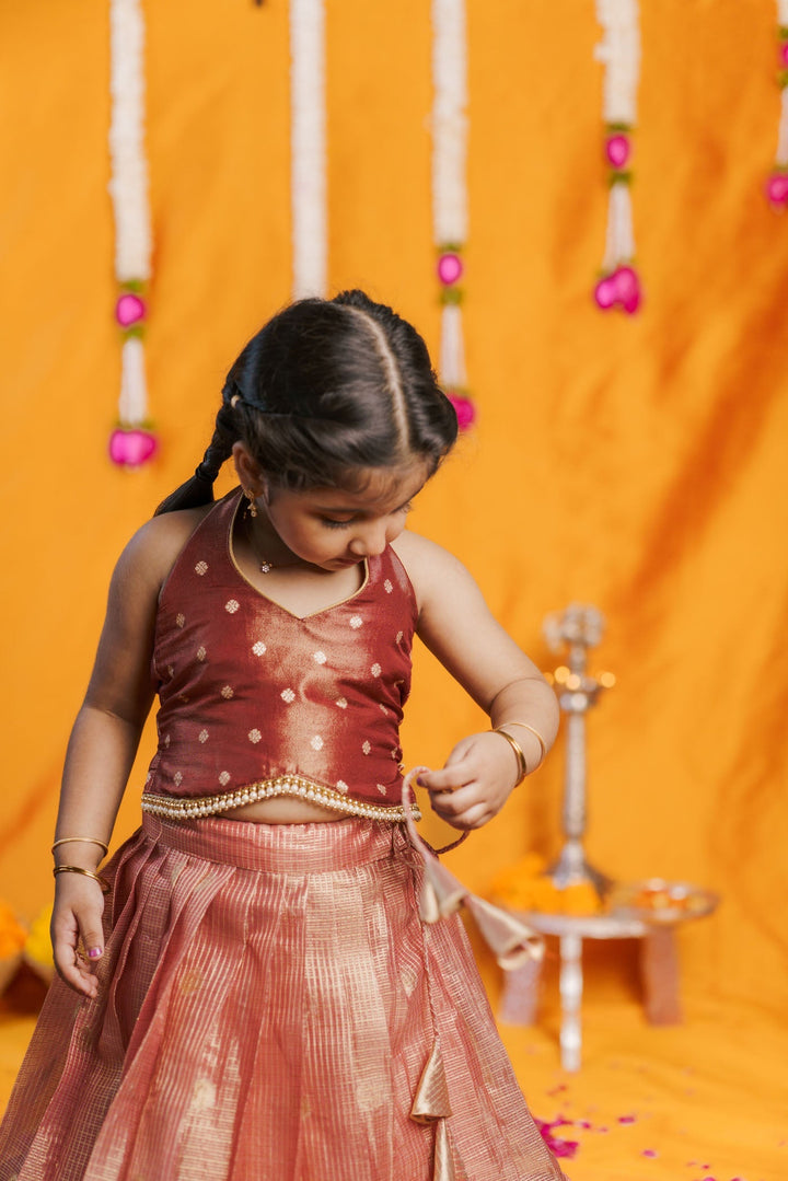 Gargi Peach Lehenga Mini (Set of 2) | Made to Order | SHOBITAM