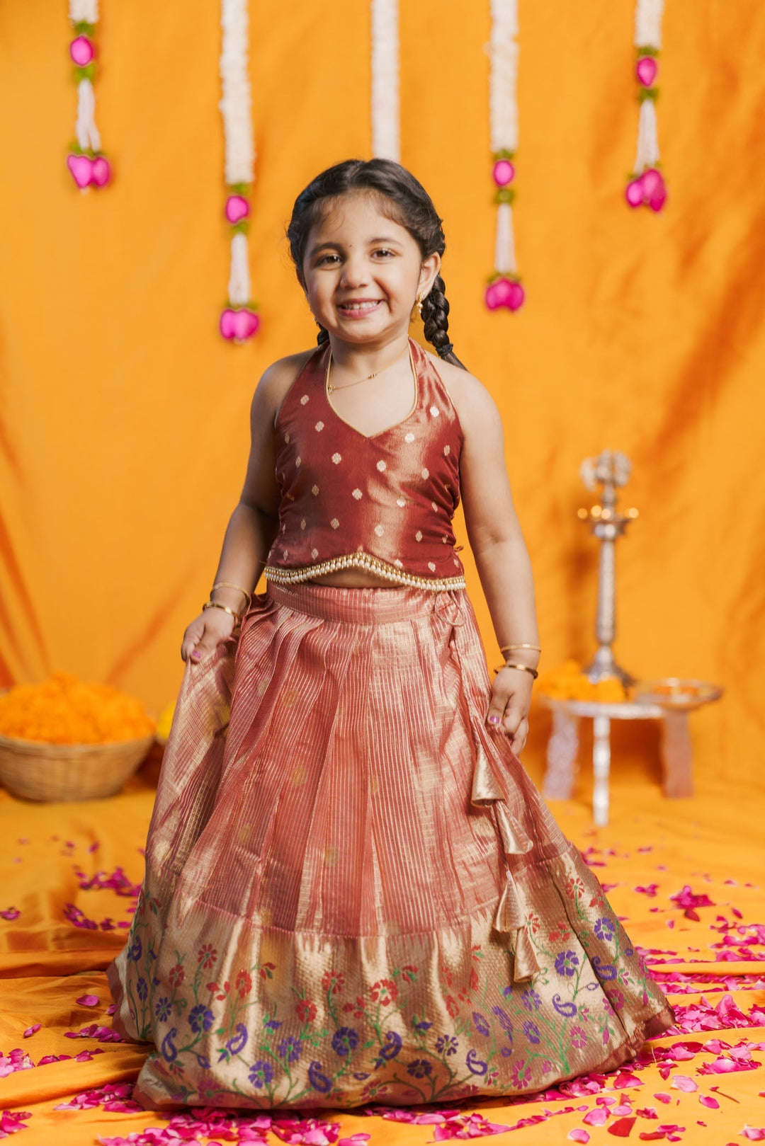 Gargi Peach Lehenga Mini (Set of 2) | Made to Order | SHOBITAM