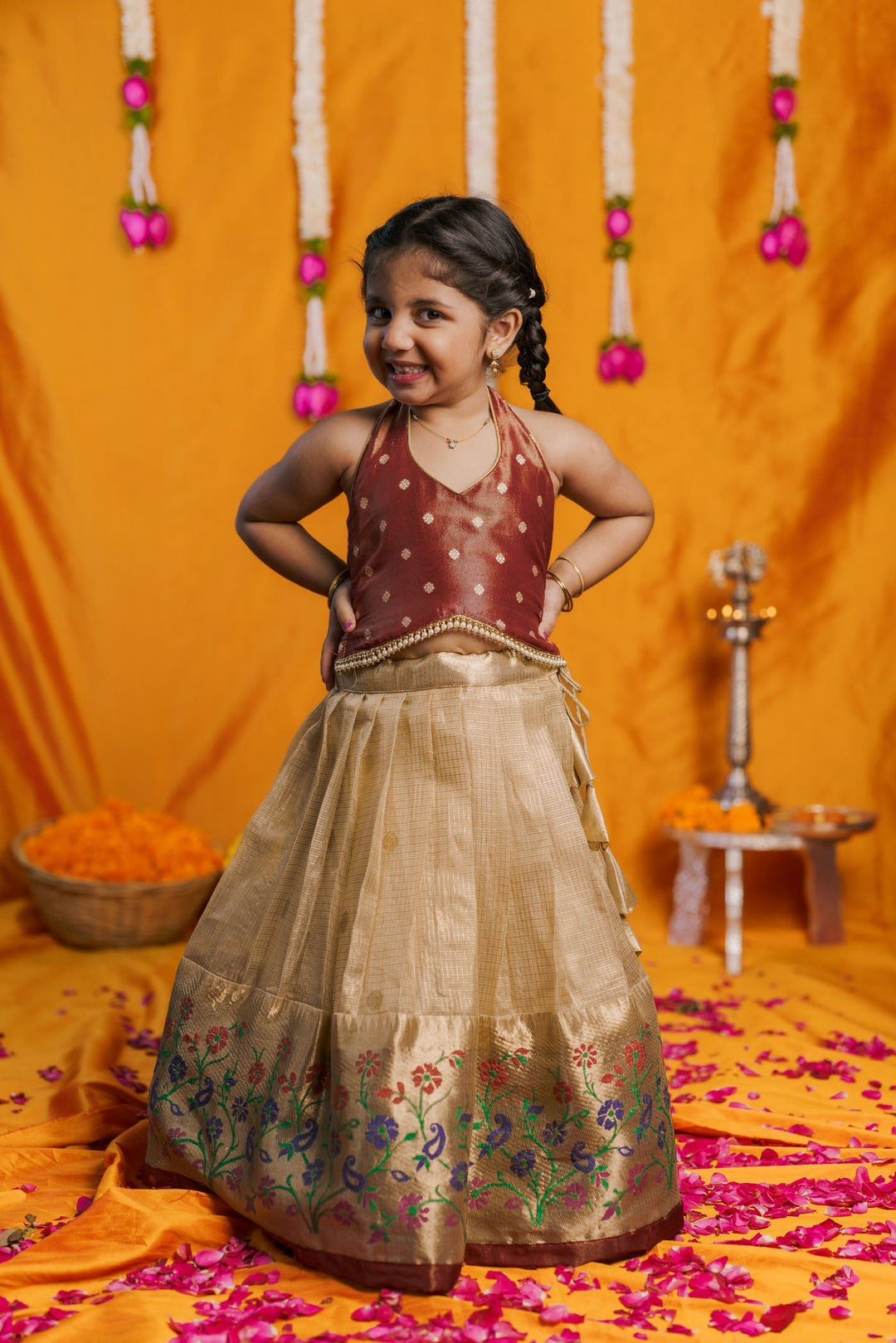 Gargi Gold Lehenga Mini (Set of 2) | Made to Order | SHOBITAM