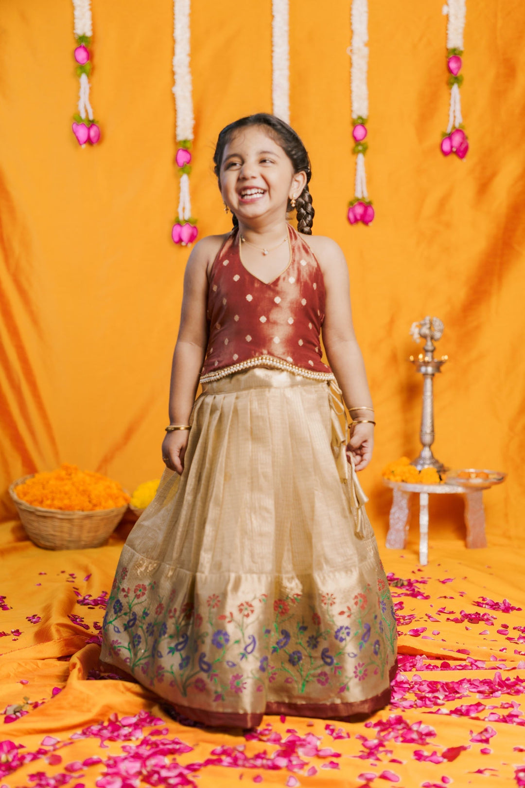Gargi Gold Lehenga Mini (Set of 2) | Made to Order | SHOBITAM