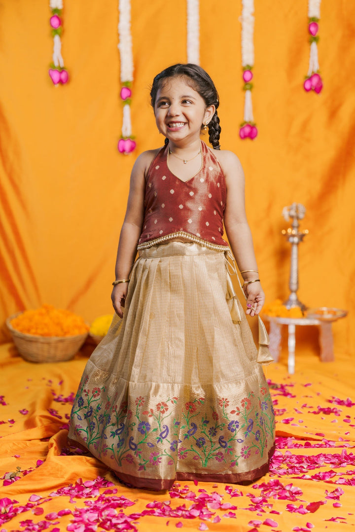 Gargi Gold Lehenga Mini (Set of 2) | Made to Order | SHOBITAM