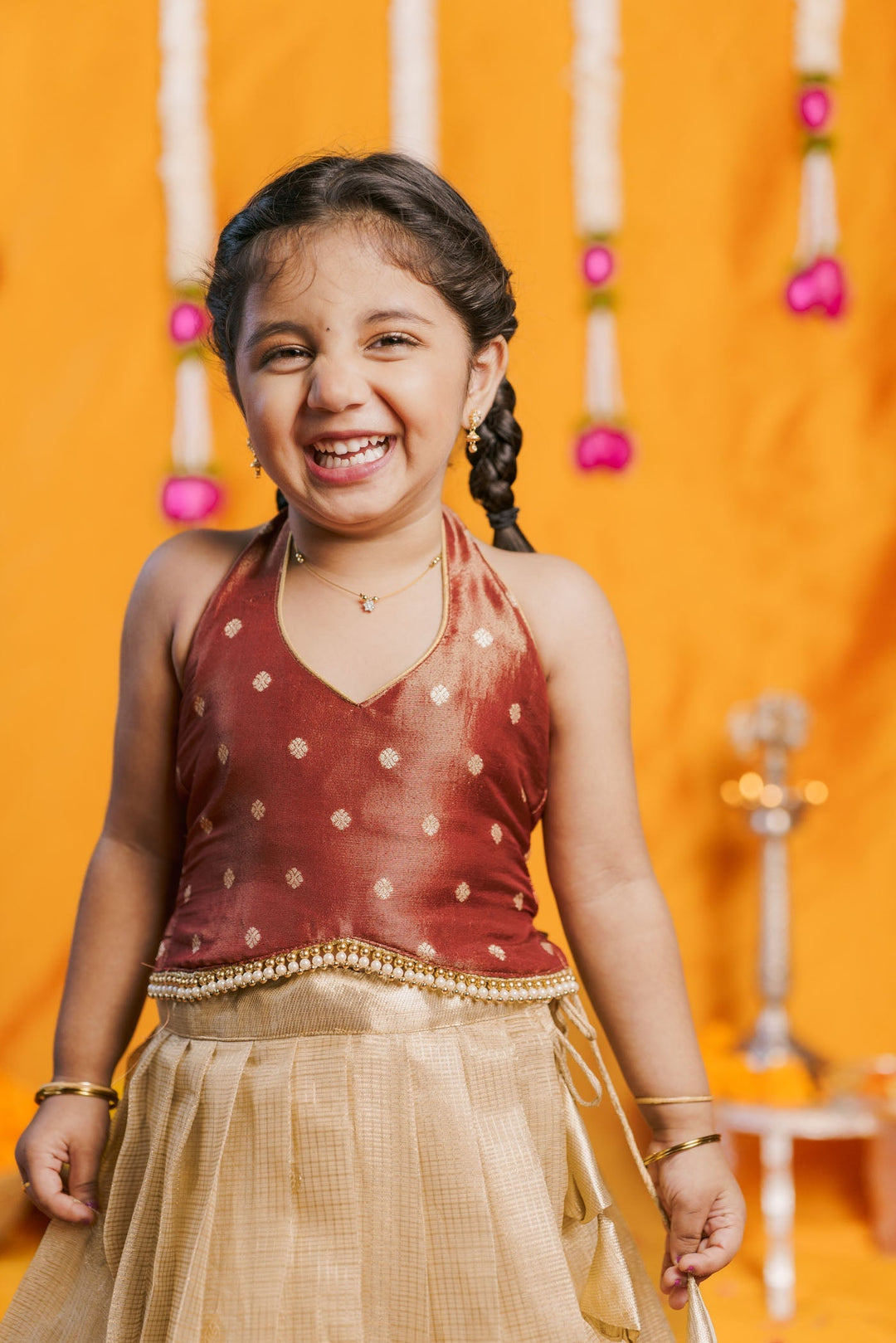 Gargi Gold Lehenga Mini (Set of 2) | Made to Order | SHOBITAM