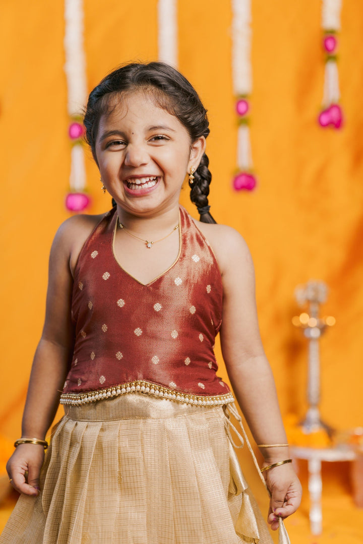 Gargi Gold Lehenga Mini (Set of 2) | Made to Order | SHOBITAM