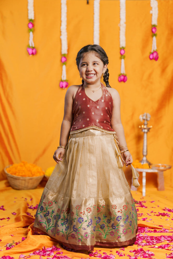 Gargi Gold Lehenga Mini (Set of 2) | Made to Order | SHOBITAM