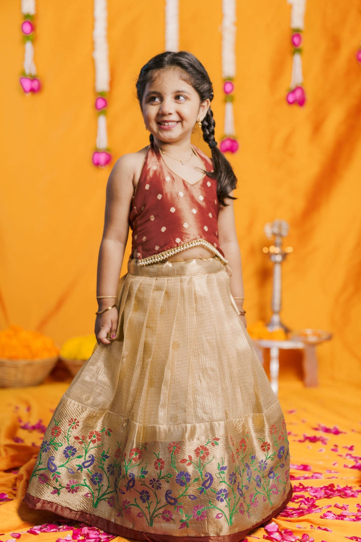 Gargi Gold Lehenga Mini (Set of 2) | Made to Order | SHOBITAM