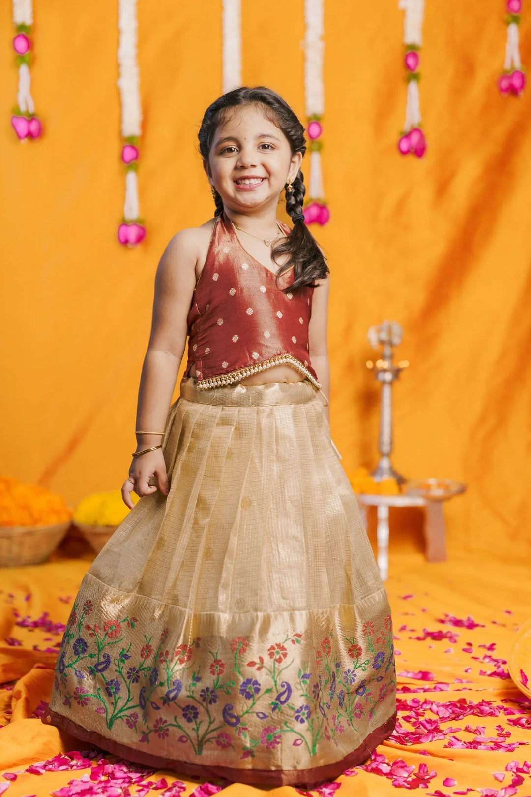 Gargi Gold Lehenga Mini (Set of 2) | Made To Order
