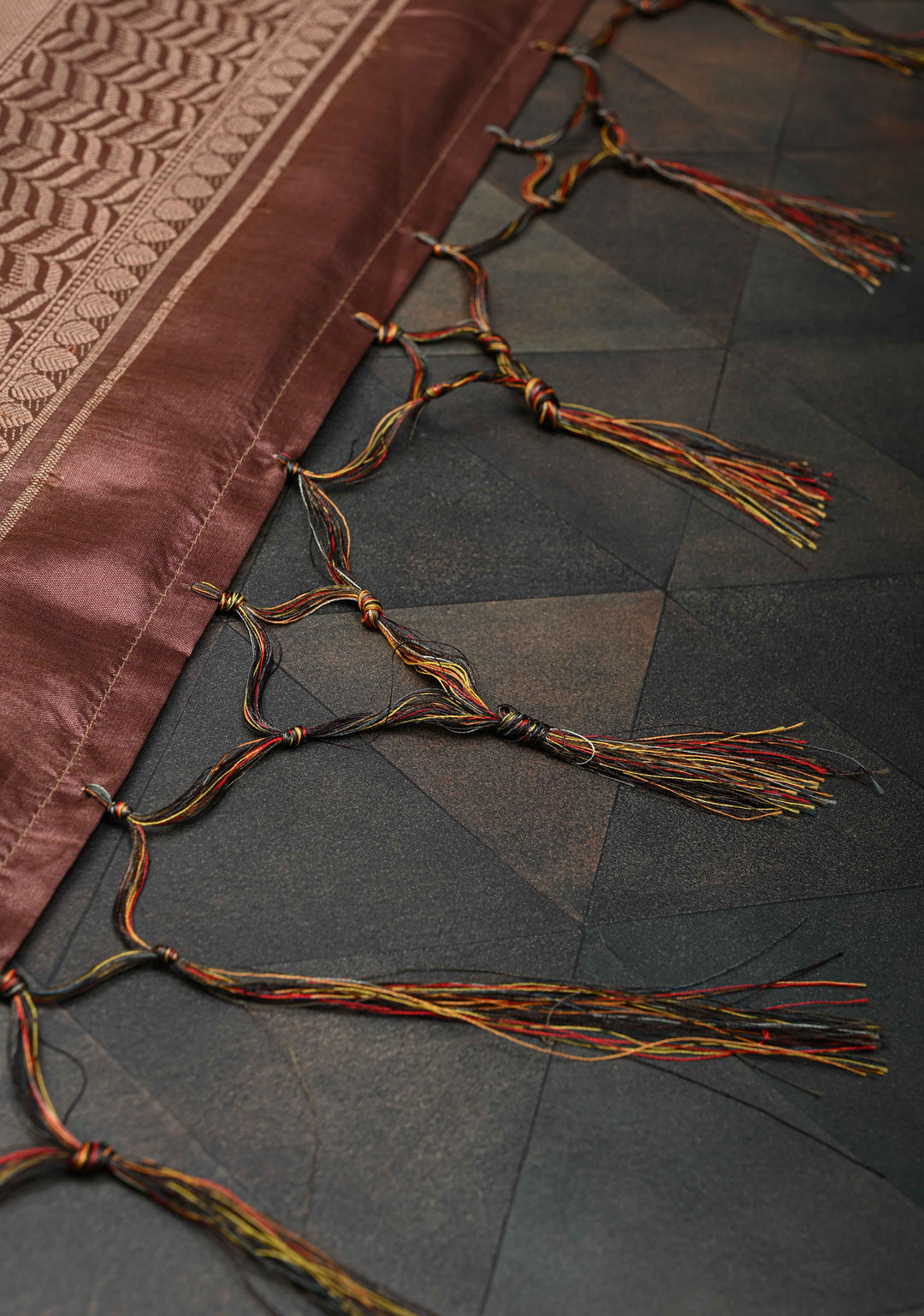 Brown Art Silk Saree with Kalamkari Digital Print and Antique Zari Border