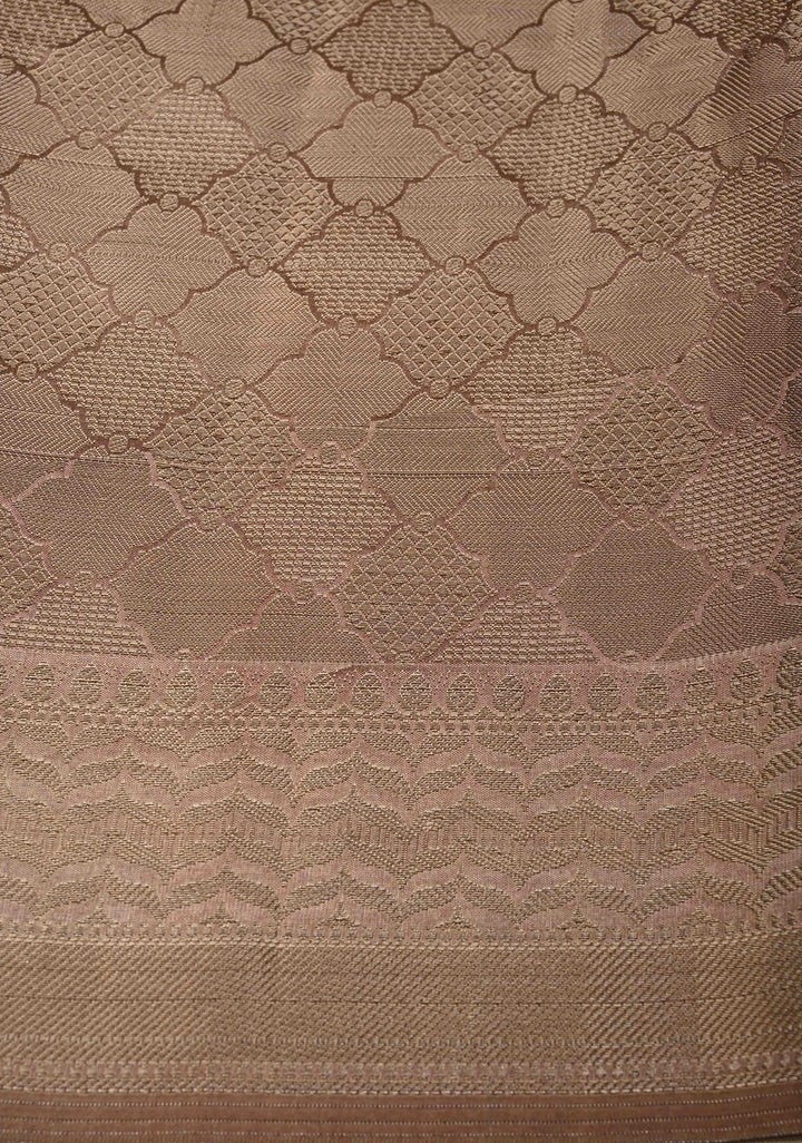 Brown Art Silk Saree with Kalamkari Digital Print and Antique Zari Border