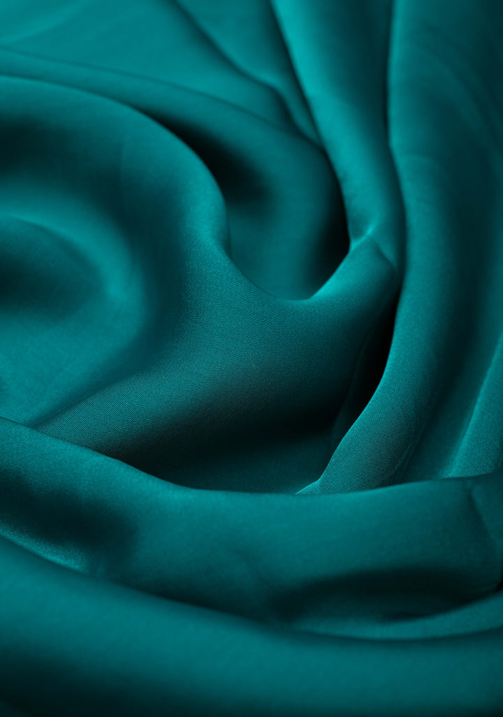 Teal  Satin Geoergette Saree with minimal cutdana borders