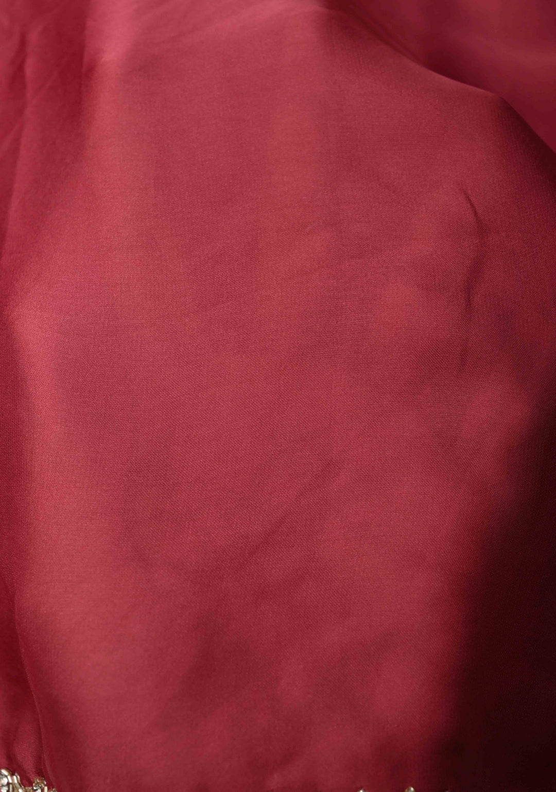 Dark Rose Pink Satin Geoergette Saree with Cutdana and Stone Minimal Borders