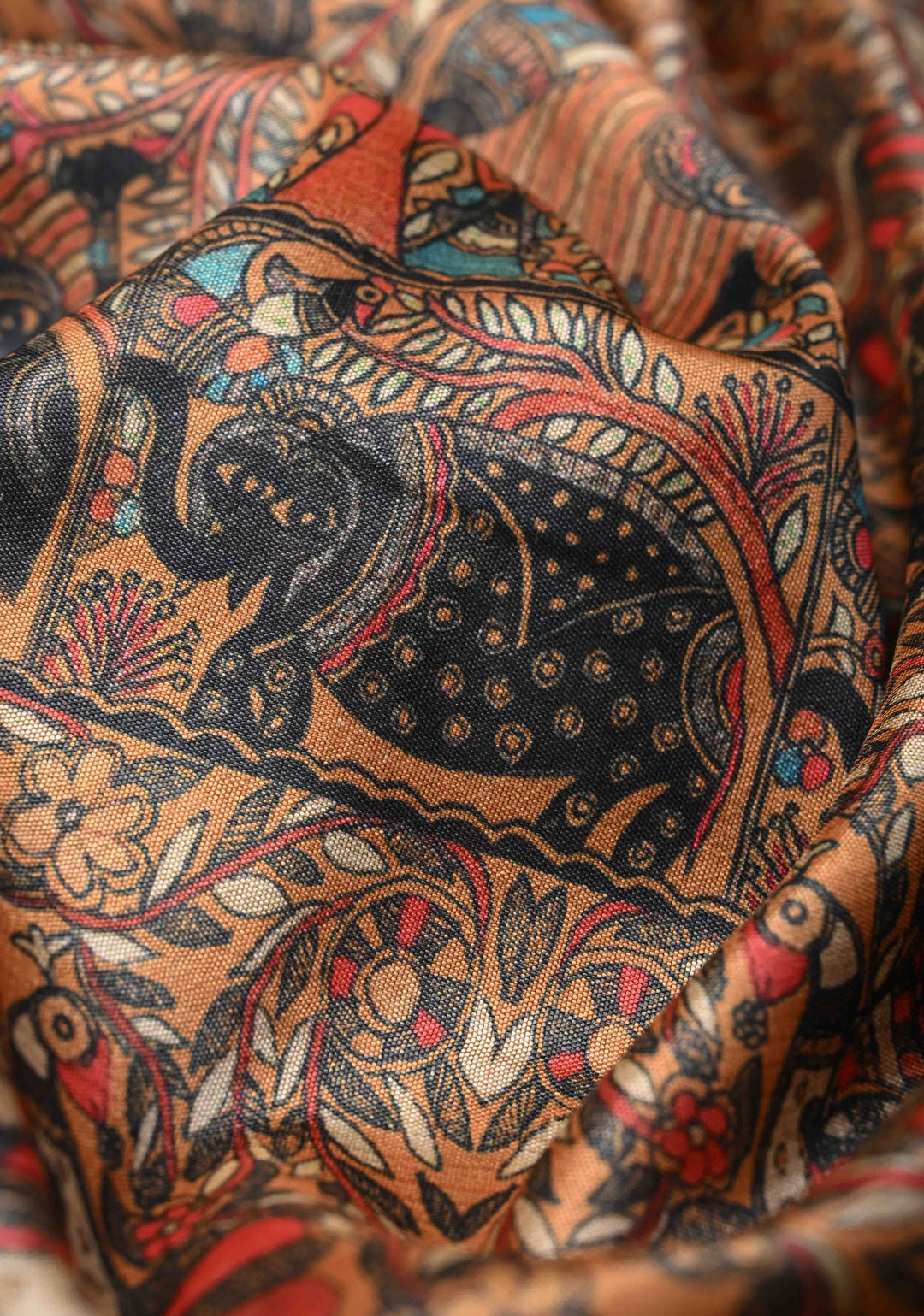 Semi Tussar Silk Saree with Kalamkari Digital Print in Mustard