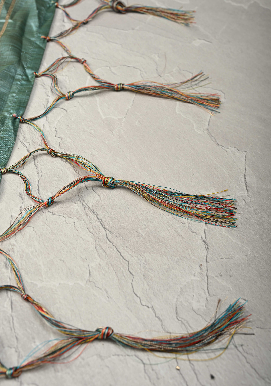 Semi Tussar Silk Saree with Kalamkari Digital Print in Teal Green