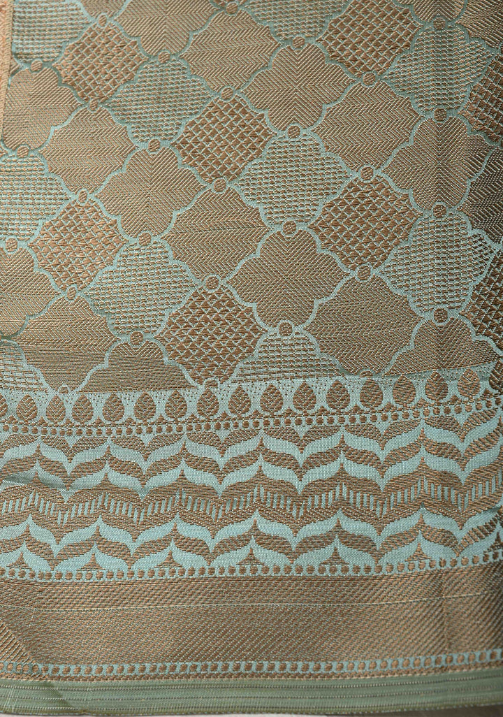 Semi Tussar Silk Saree with Kalamkari Digital Print in Teal Green