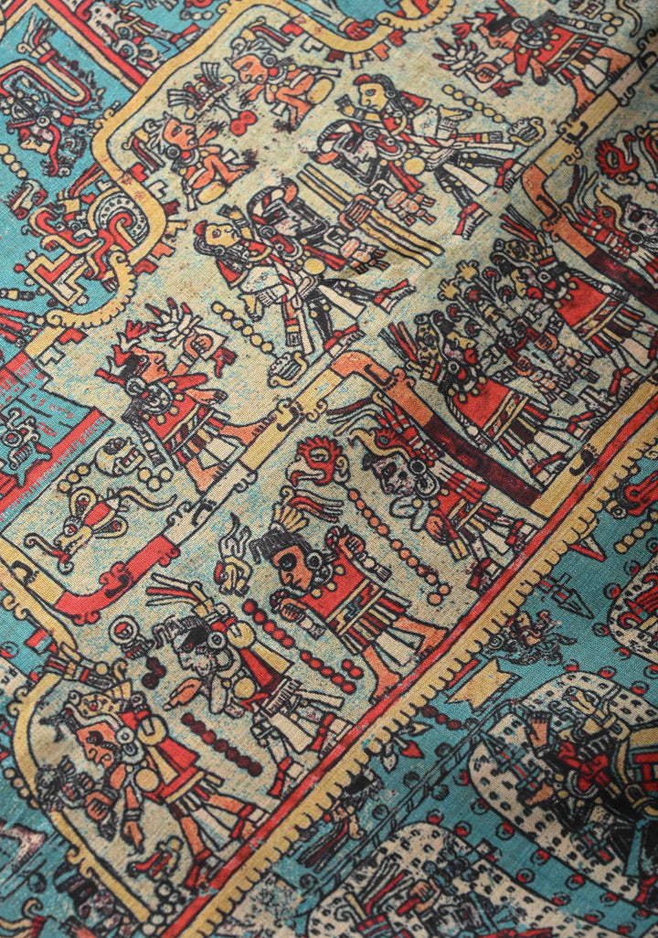 Semi Tussar Silk Saree with Kalamkari Digital Print in Teal Green