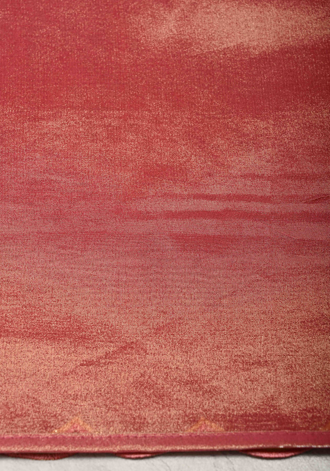 Rose Pink Vegan Organza Tissue Saree with Applique-Moti, Sequins Hand Embroidery and Scallop Border