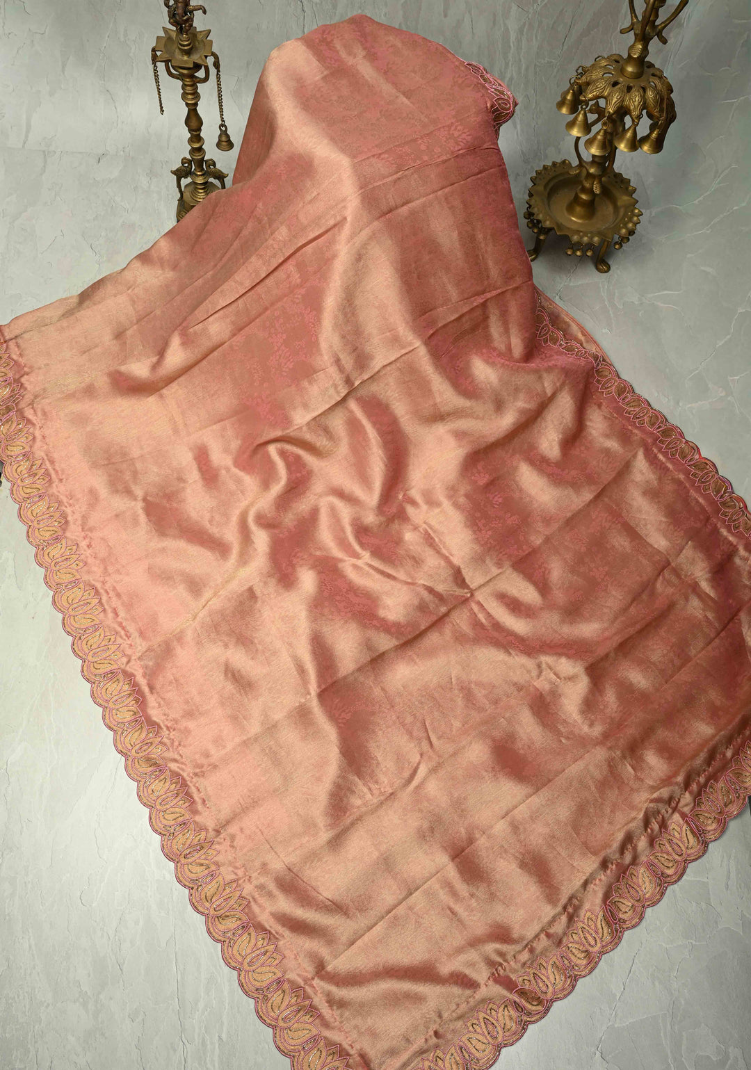 Sandstone Vegan Organza Tissue Saree with Zari Border