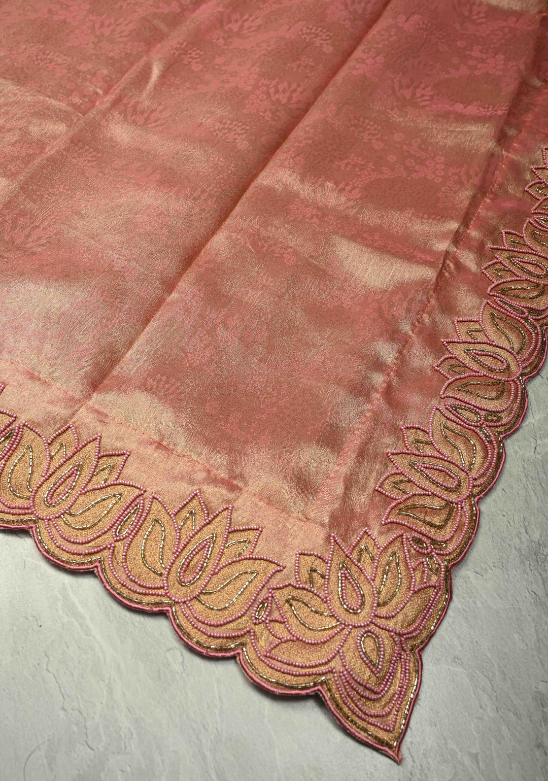 Sandstone Vegan Organza Tissue Saree with Zari Border