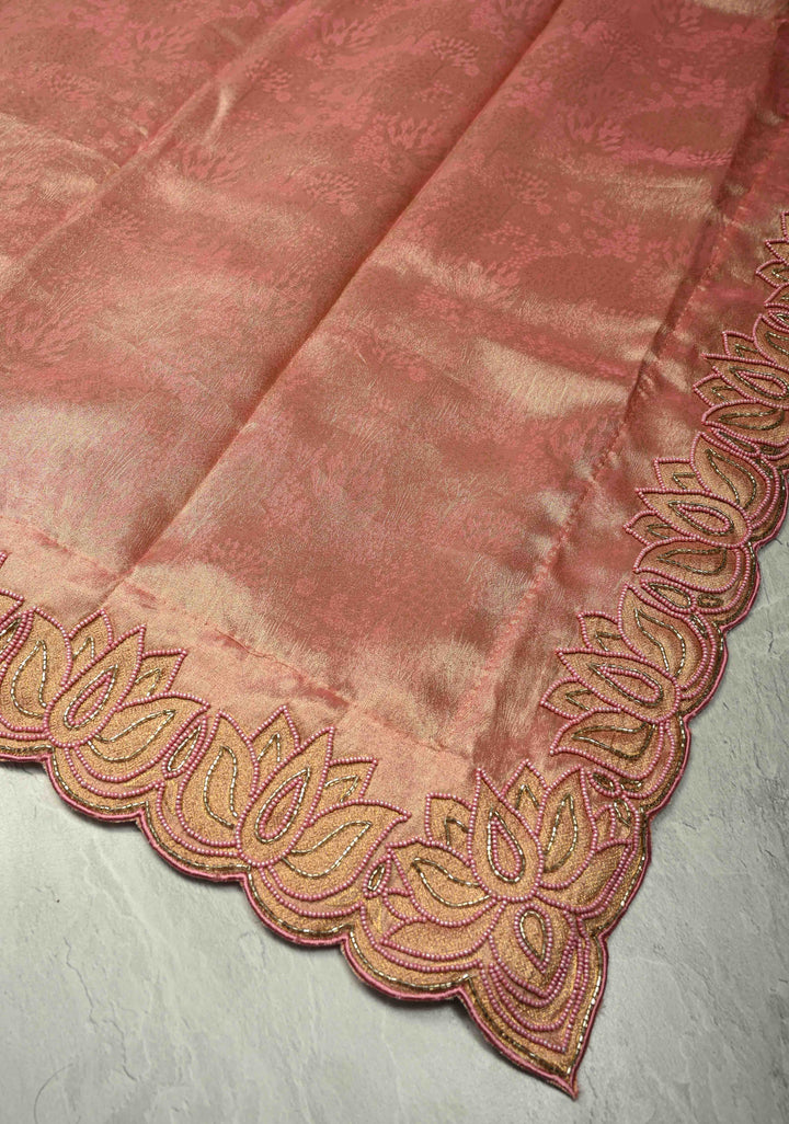 Sandstone Vegan Organza Tissue Saree with Zari Border