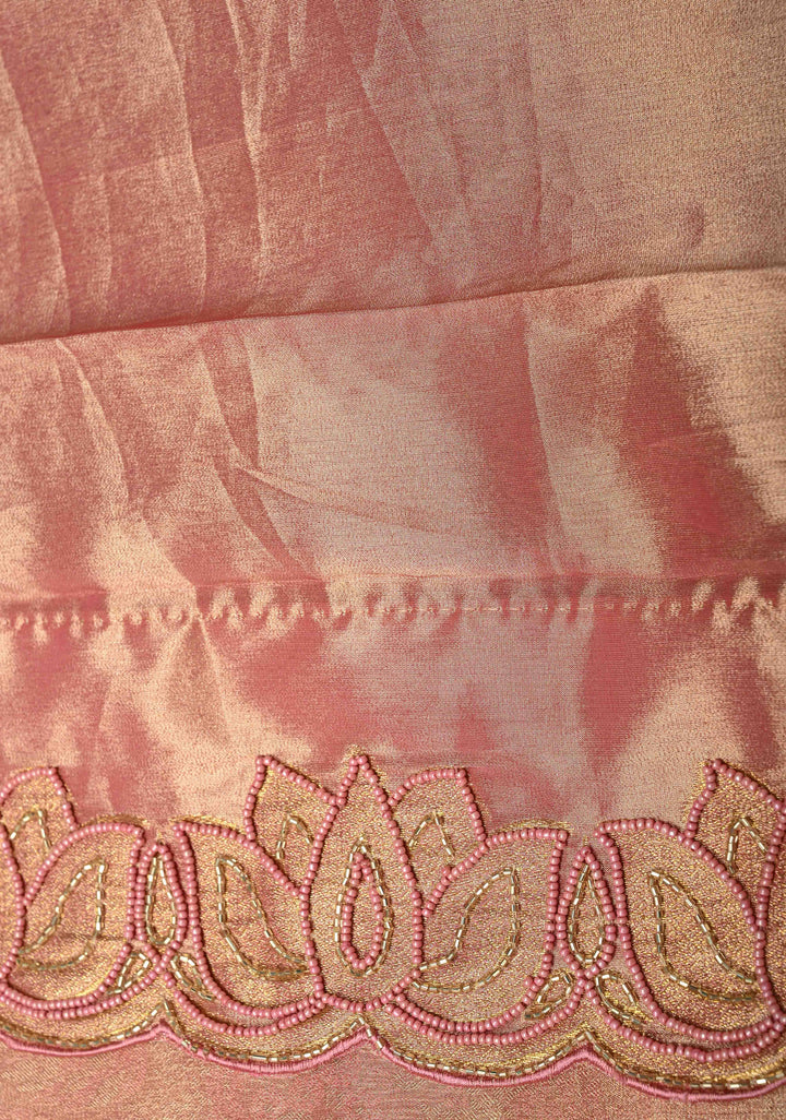 Sandstone Vegan Organza Tissue Saree with Zari Border