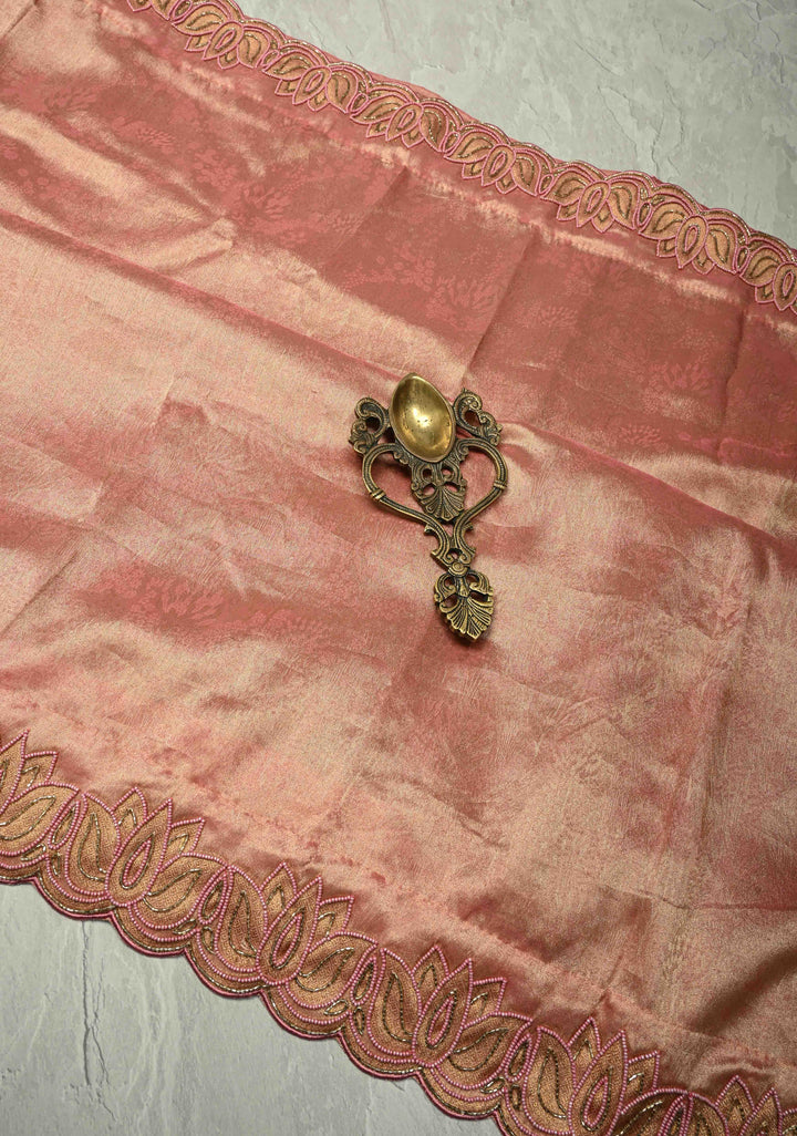 Sandstone Vegan Organza Tissue Saree with Zari Border